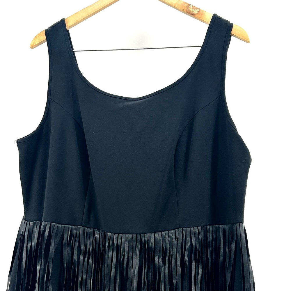 Lane Bryant Black Sleeveless Fringe Faux Leather Trim Mini Cocktail Dress Sz 16